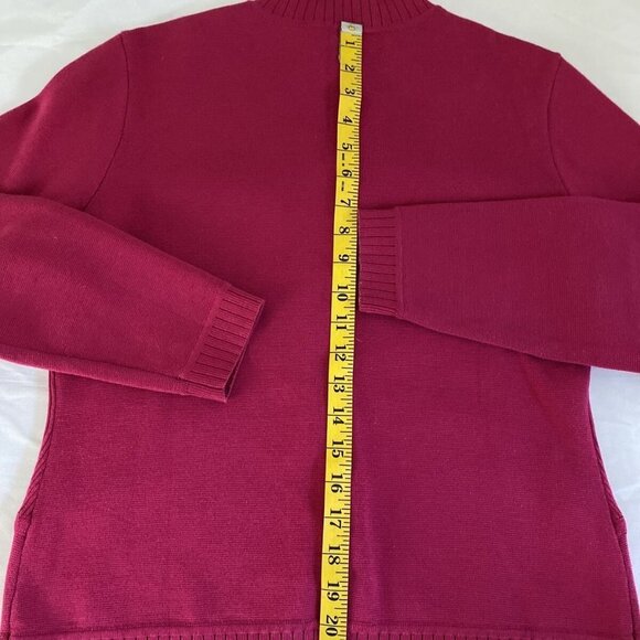 Women's Talbots Petites Cardigan Sweater Hidden Snap Up Pink SZ M 100% Cotton - Picture 12 of 12